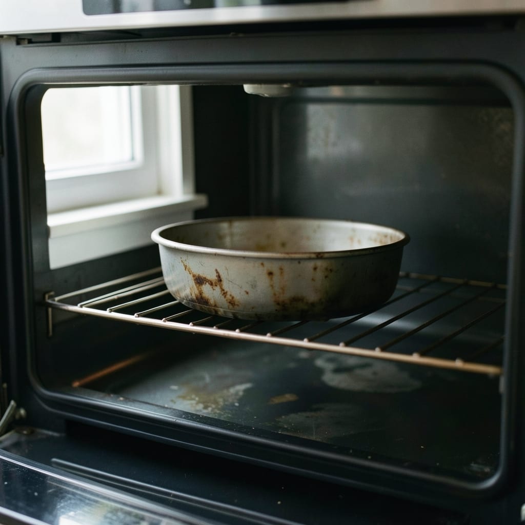 An ordinary home oven with one tin in it